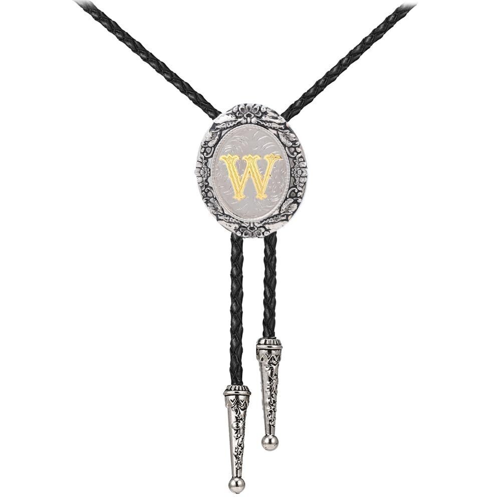 7506 Personalized Western Initial Bolo Tie Custom Letter Necktie